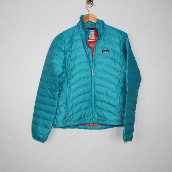 Patagonia Teal Down Puffer Sweater Jacket sz XS